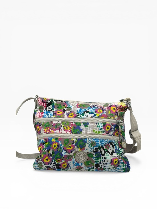 Kipling Handbags - Kipling Alvar Colorful Daisy Dance Nylon Crossbody Bag with Gray Strap